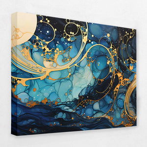 Gold Spiraling Waves - Luxury Wall Art