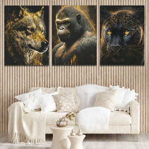 Golden Apex Predators (2) Set - V1 - Luxury Wall Art