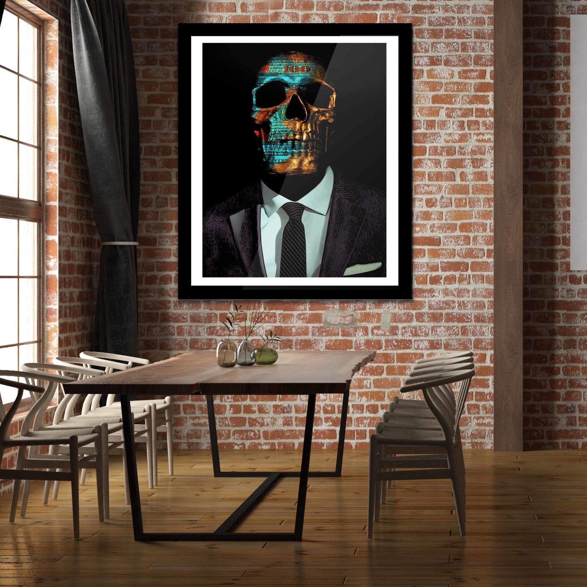 Green Money Skull Semi-gloss Print - Luxury Wall Art