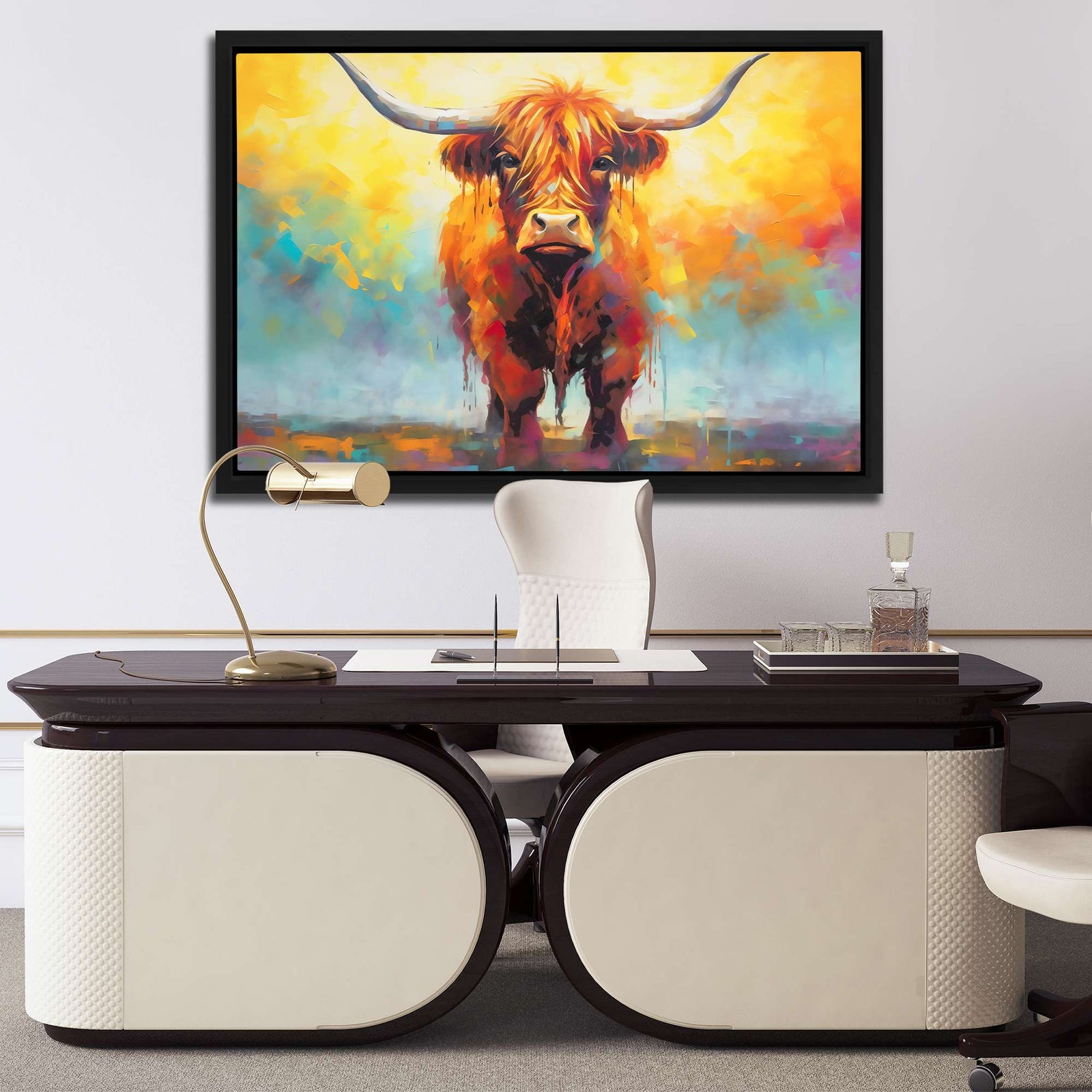 Highland Cow's Gaze - Luxury Wall Art - Canvas Print