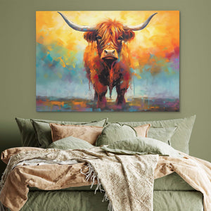 Highland Cow's Gaze - Luxury Wall Art - Canvas Print