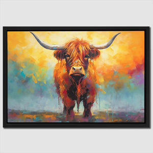 Highland Cow's Gaze - Luxury Wall Art - Canvas Print
