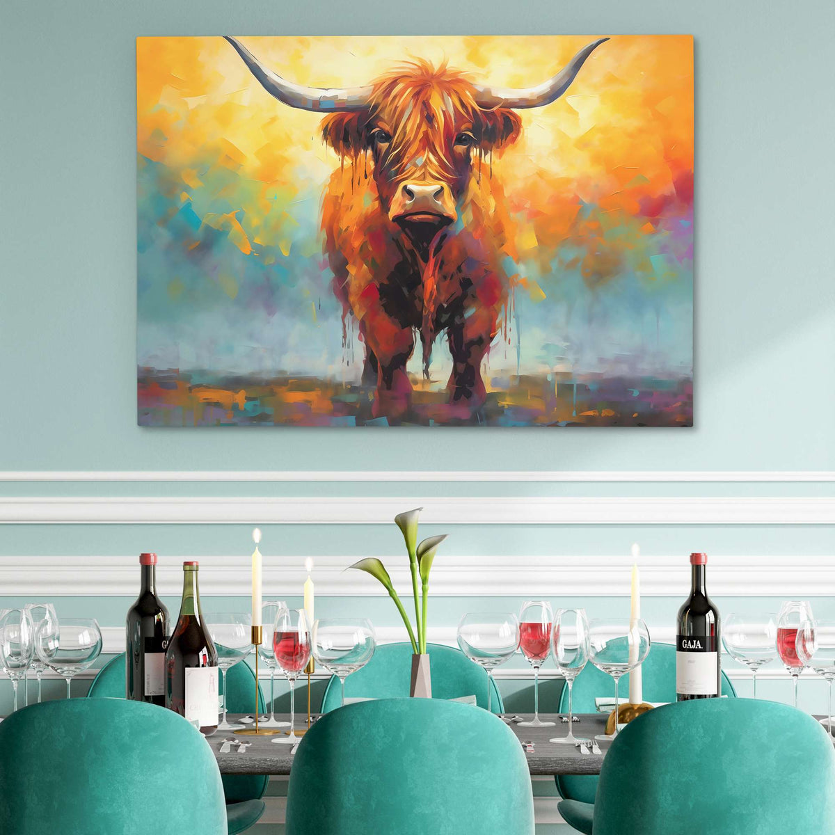Highland Cow's Gaze - Luxury Wall Art - Canvas Print