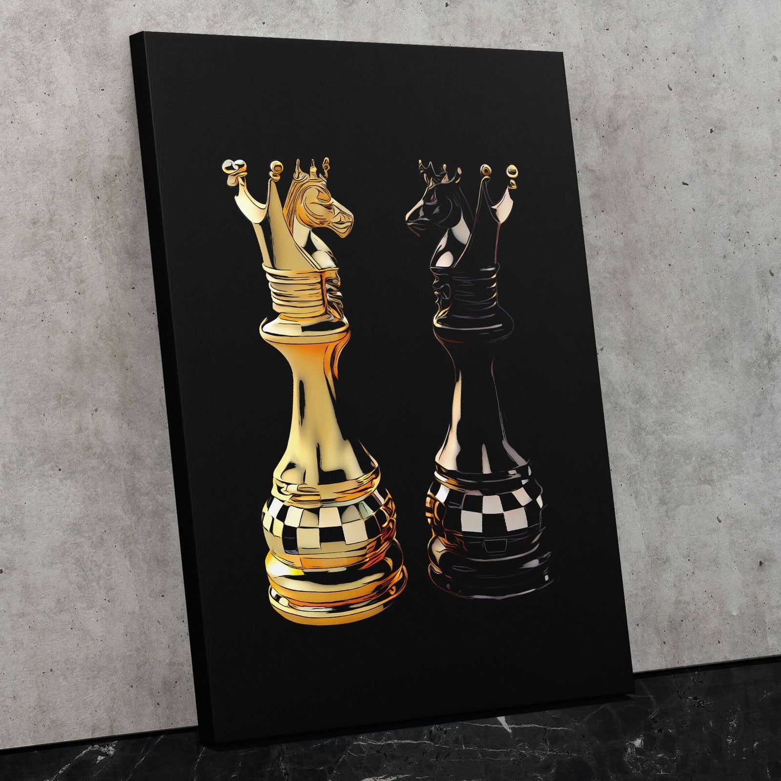 Knight's Dueling - Chess Canvas Wall Art