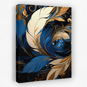 Metallic Blue Feathers - Luxury Wall Art