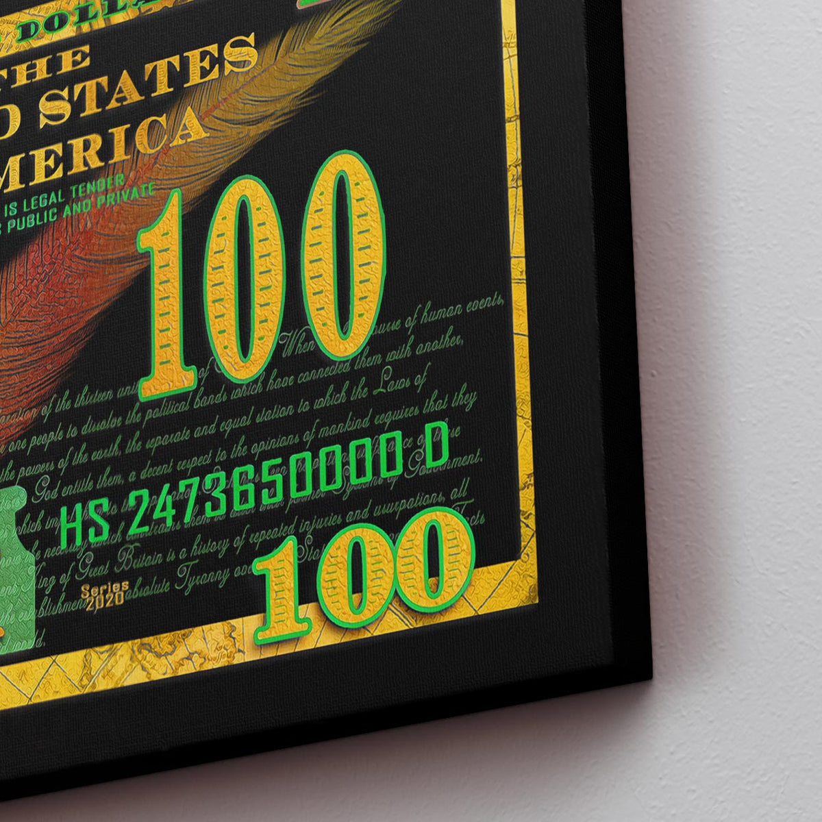 Money Market $100 Bill - Luxury Wall Art