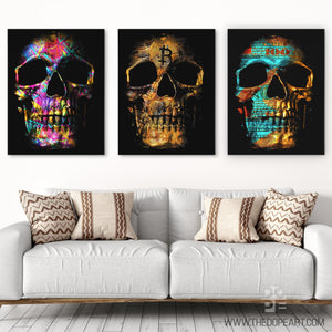 Money Skulls 3 Piece Set - Luxury Wall Art