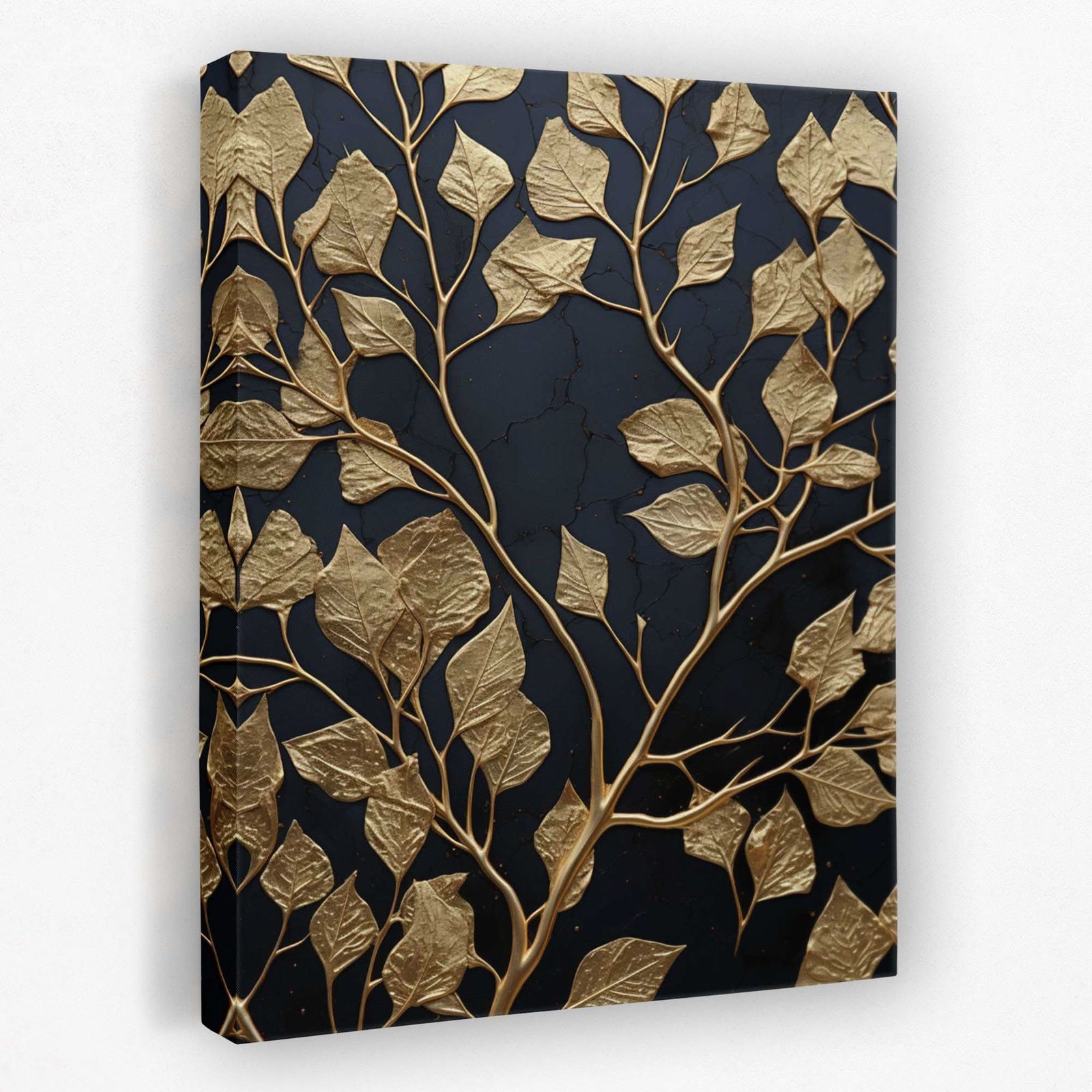 Obsidian Leaves - Floral Canvas Wall Art