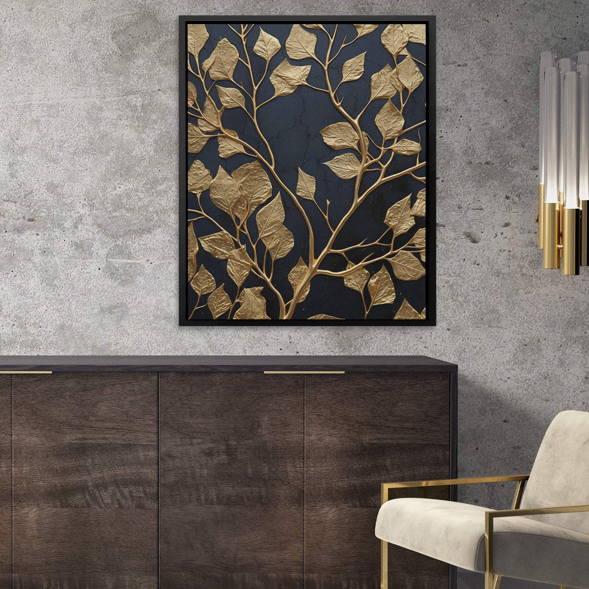 Obsidian Leaves - Luxury Wall Art