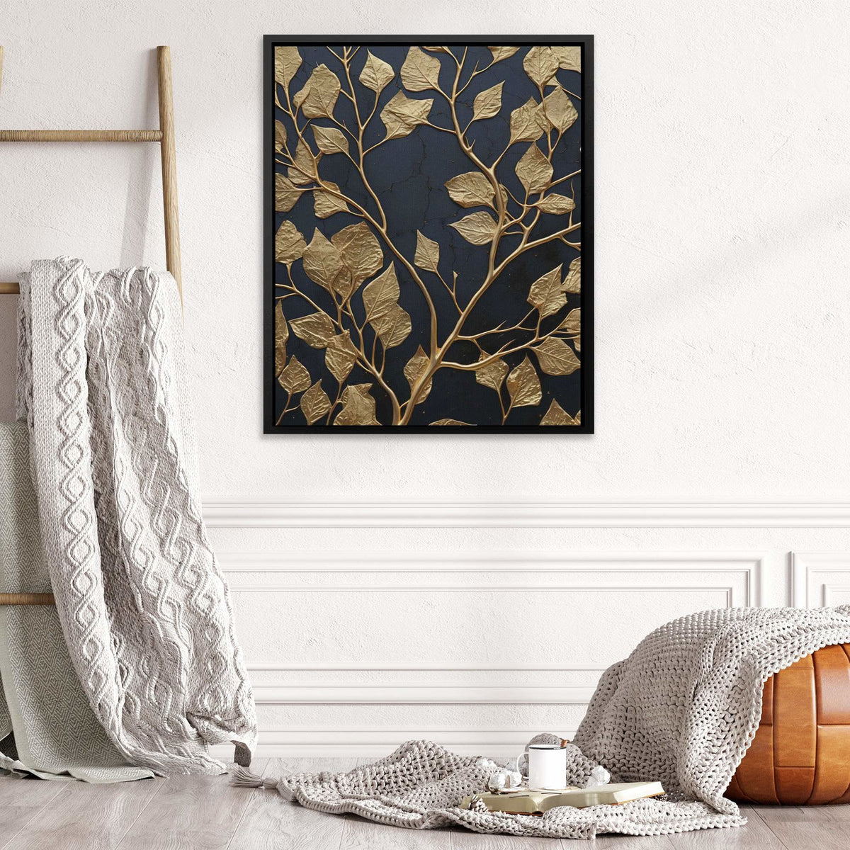 Obsidian Leaves - Luxury Wall Art