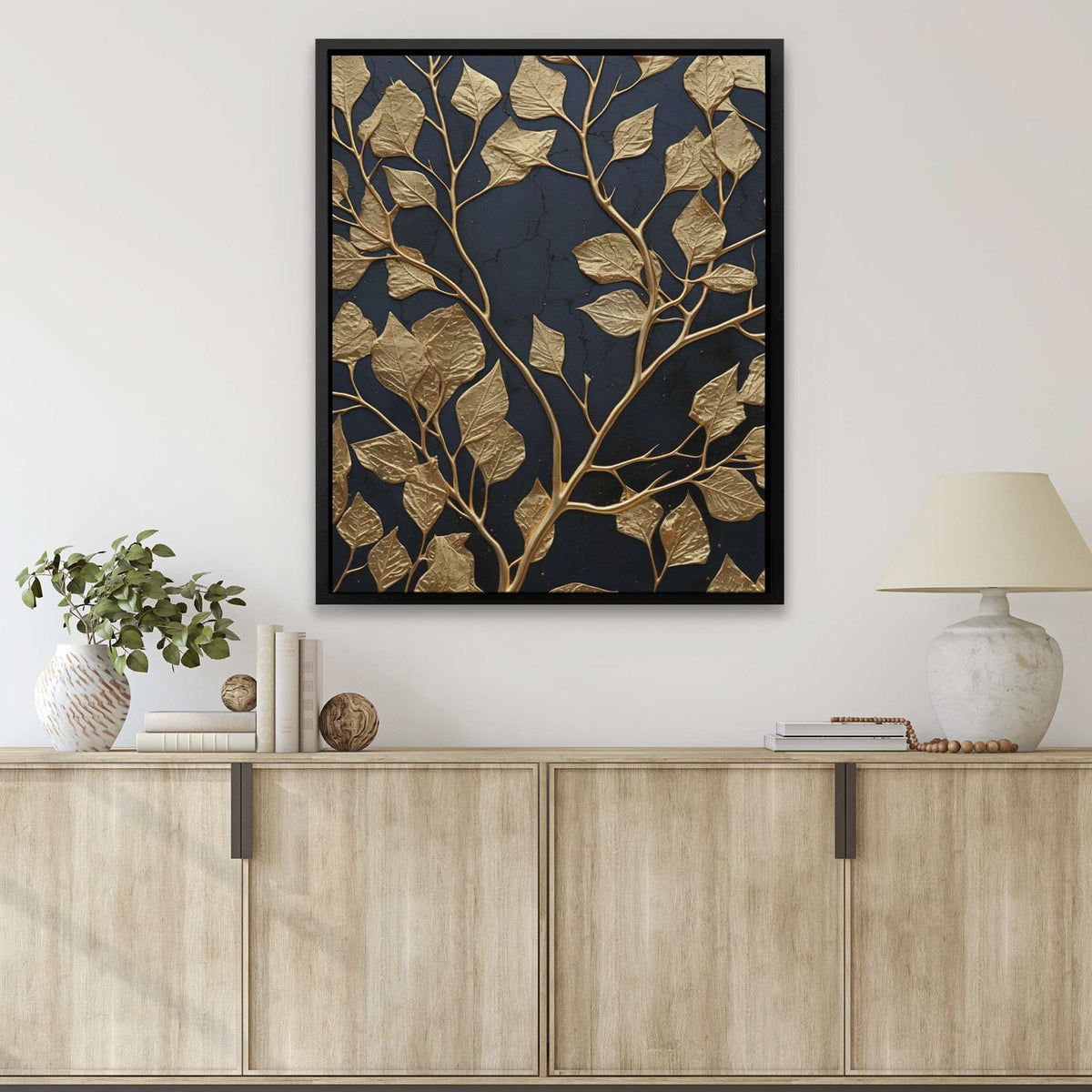 Obsidian Leaves - Luxury Wall Art