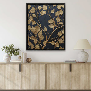 Obsidian Leaves - Luxury Wall Art