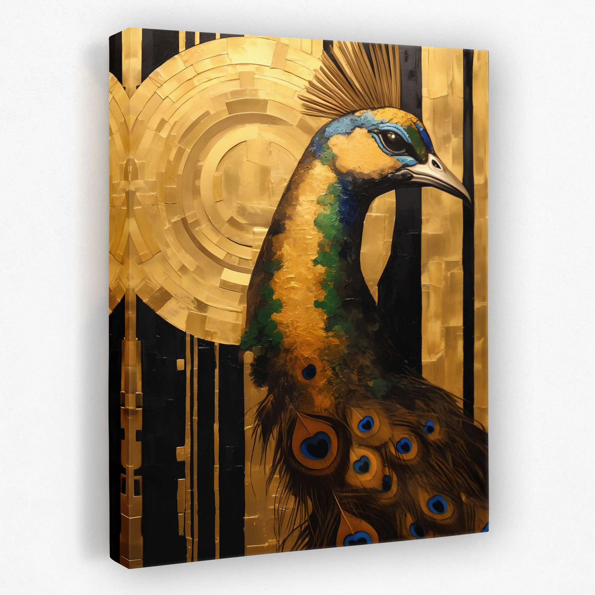 Peacock&#39;s Golden Dance - Luxury Wall Art