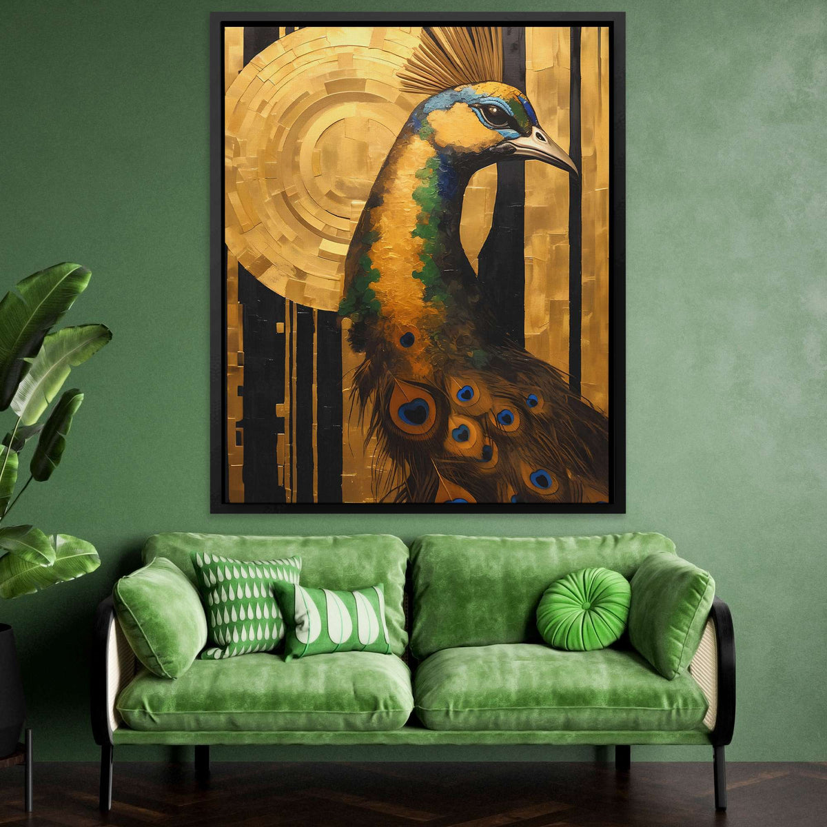 Peacock&#39;s Golden Dance - Luxury Wall Art