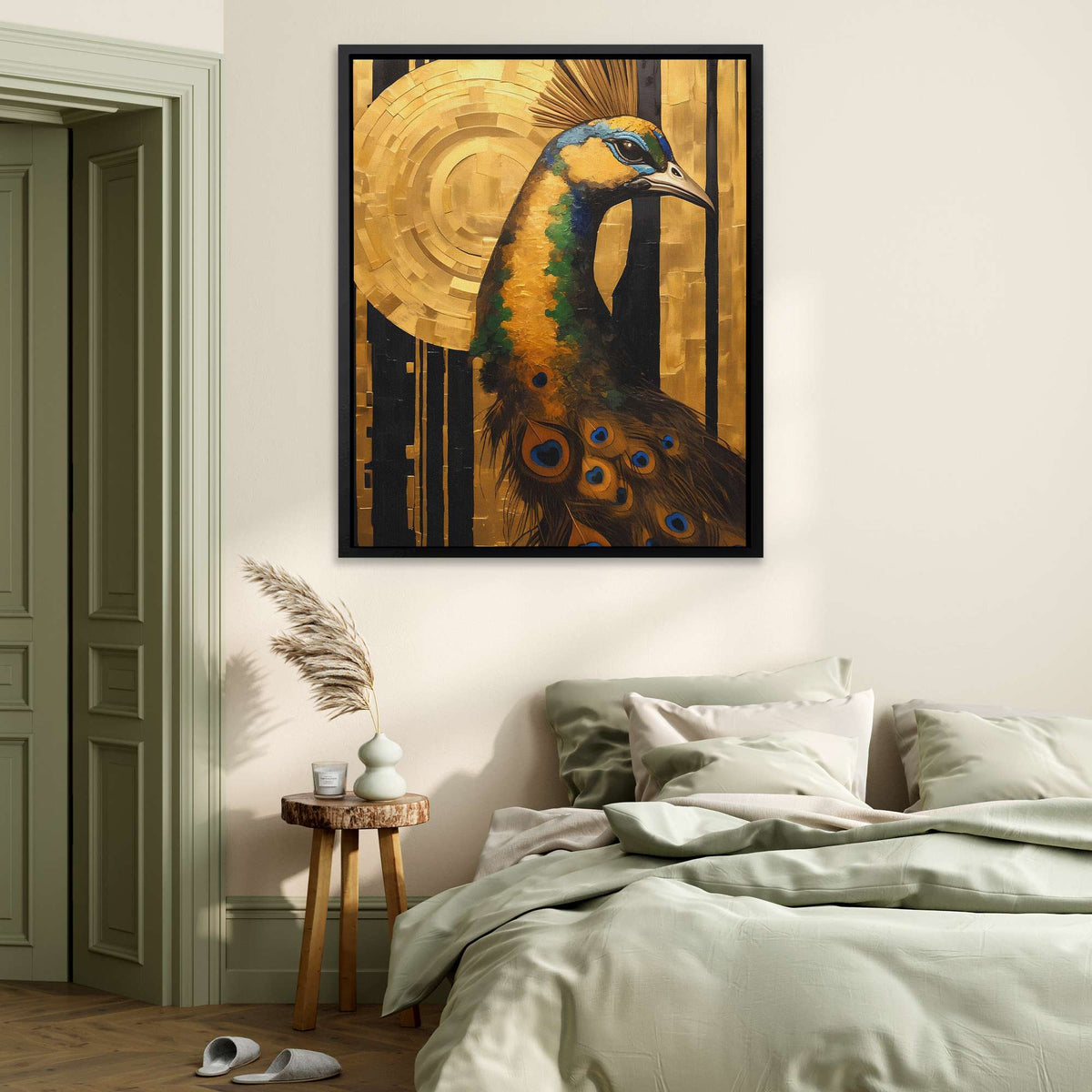 Peacock&#39;s Golden Dance - Luxury Wall Art