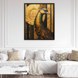 Peacock's Golden Dance - Luxury Wall Art
