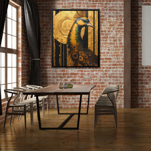 Peacock's Golden Dance - Luxury Wall Art
