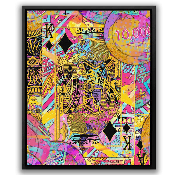 Pink King of Diamonds in a room