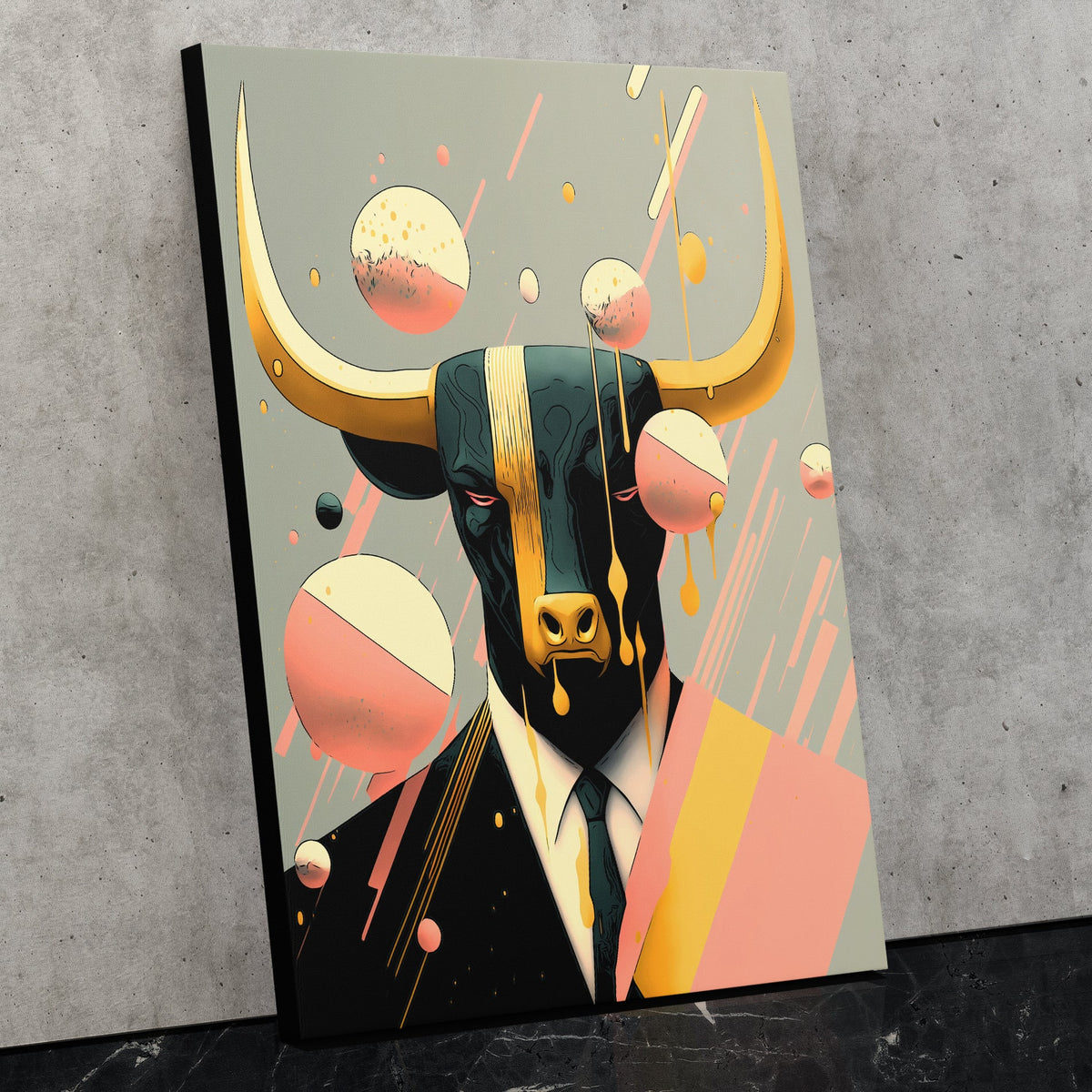 Pink Raining Bull - Luxury Wall Art