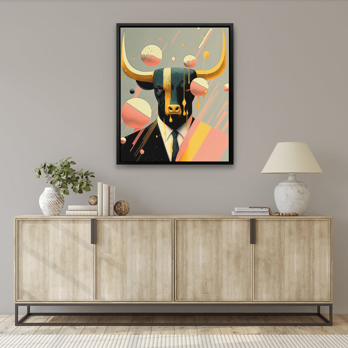 Pink Raining Bull - Luxury Wall Art