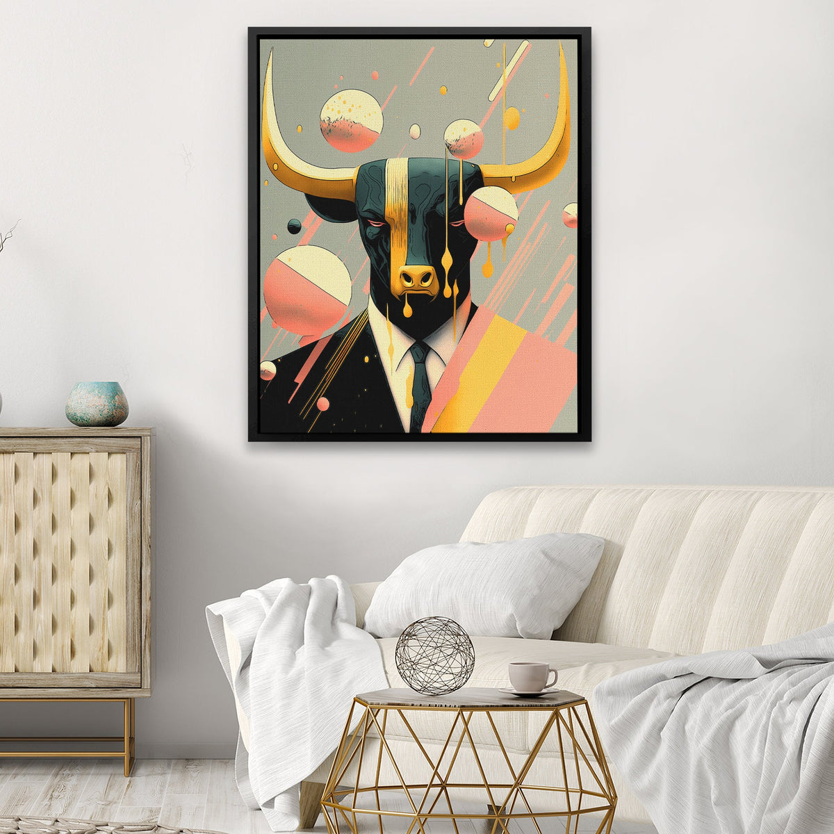 Pink Raining Bull - Luxury Wall Art