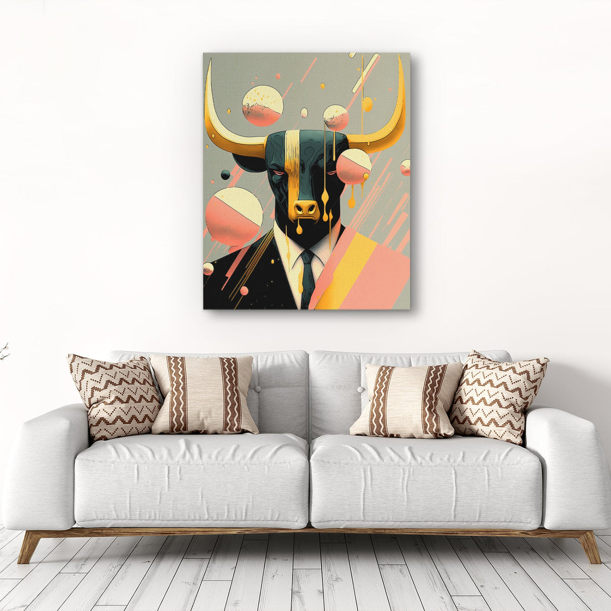 Pink Raining Bull - Luxury Wall Art