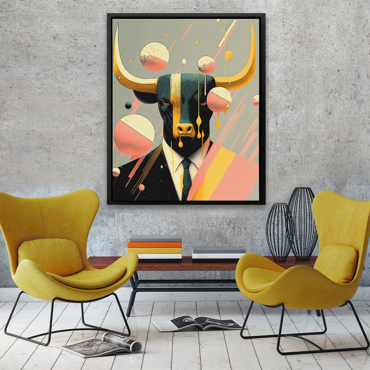 Pink Raining Bull - Luxury Wall Art