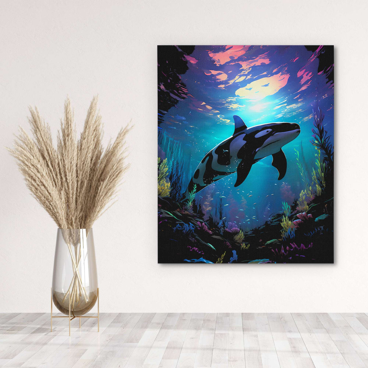 Pink Sunset Whale - Luxury Wall Art