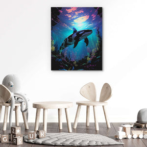 Pink Sunset Whale - Luxury Wall Art