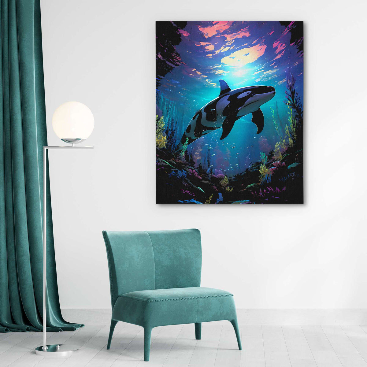 Pink Sunset Whale - Luxury Wall Art