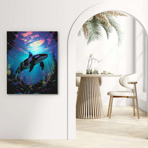 Pink Sunset Whale - Luxury Wall Art