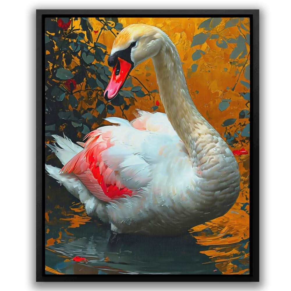 Pink Swan by the Lake Art Print - Luxury Wall Art