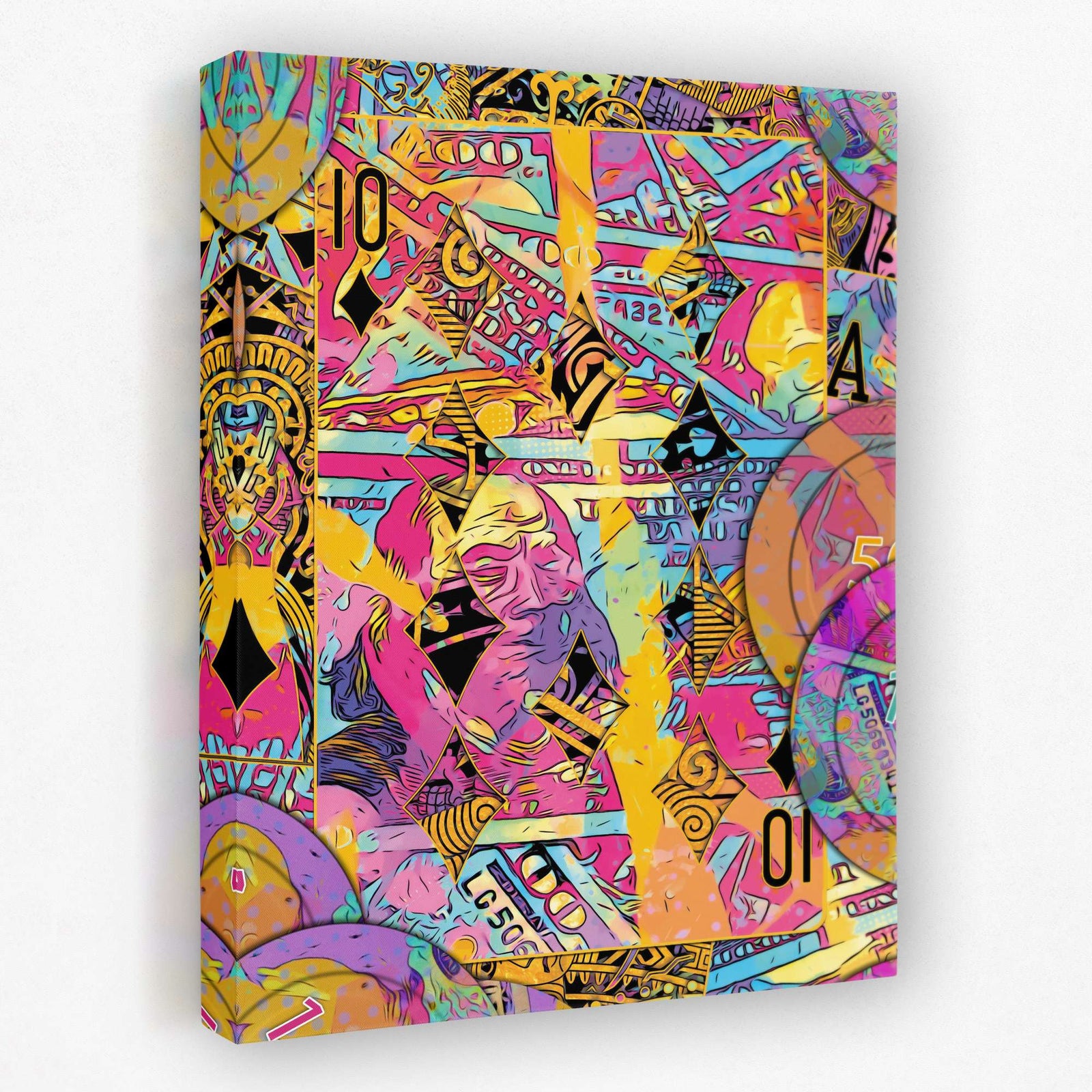 Pink Ten of Diamonds - Poker Canvas Wall Art