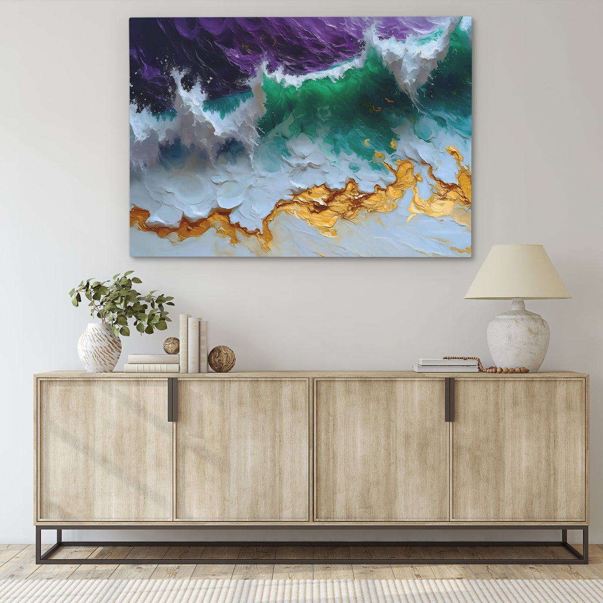 Purple Gold Waves - Luxury Wall Art