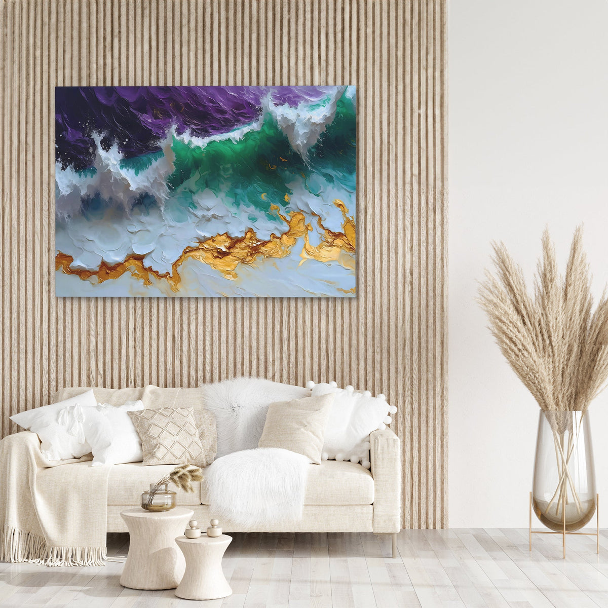 Purple Gold Waves - Luxury Wall Art