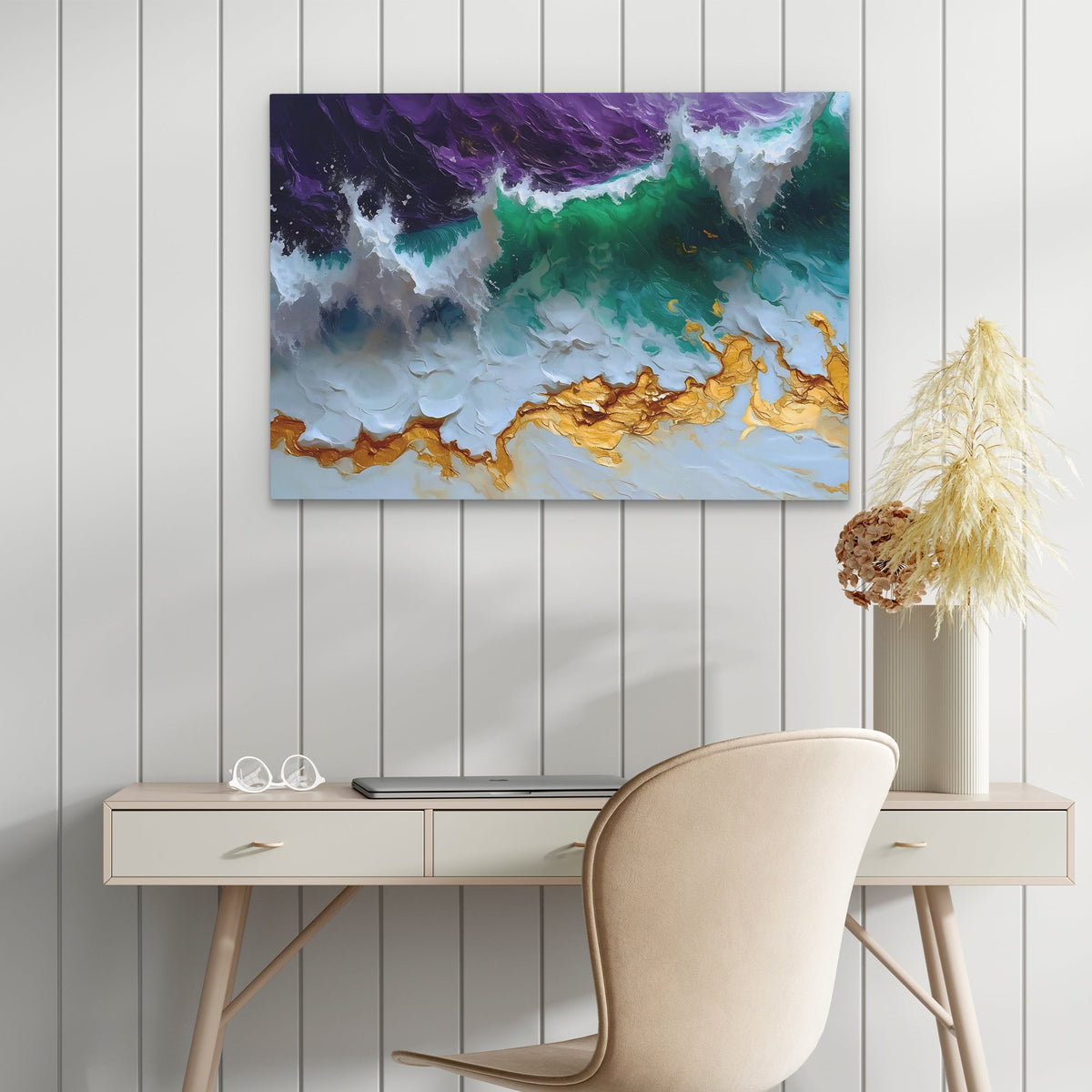 Purple Gold Waves - Luxury Wall Art
