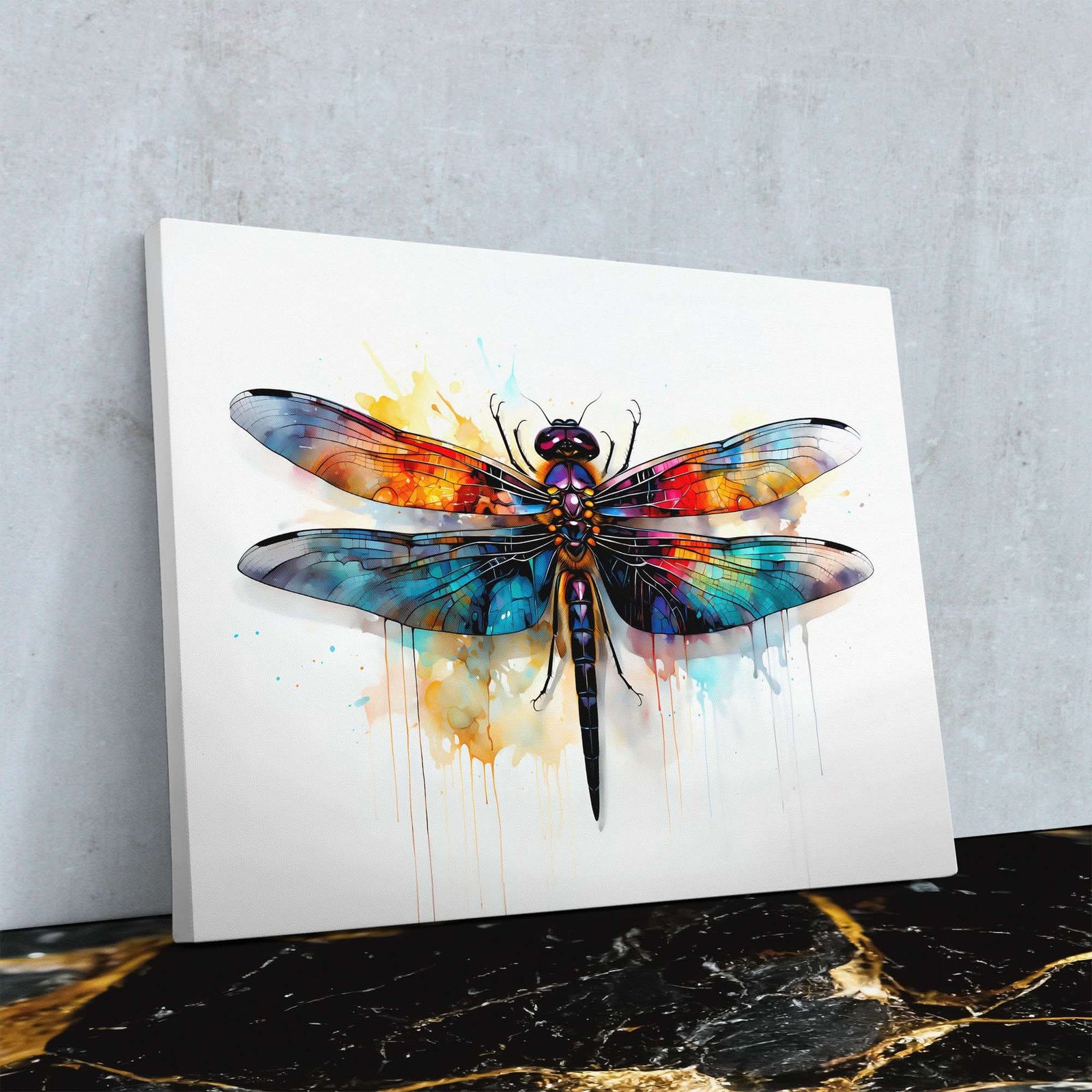 Rainbow Dragonfly - Bug Canvas Wall Art