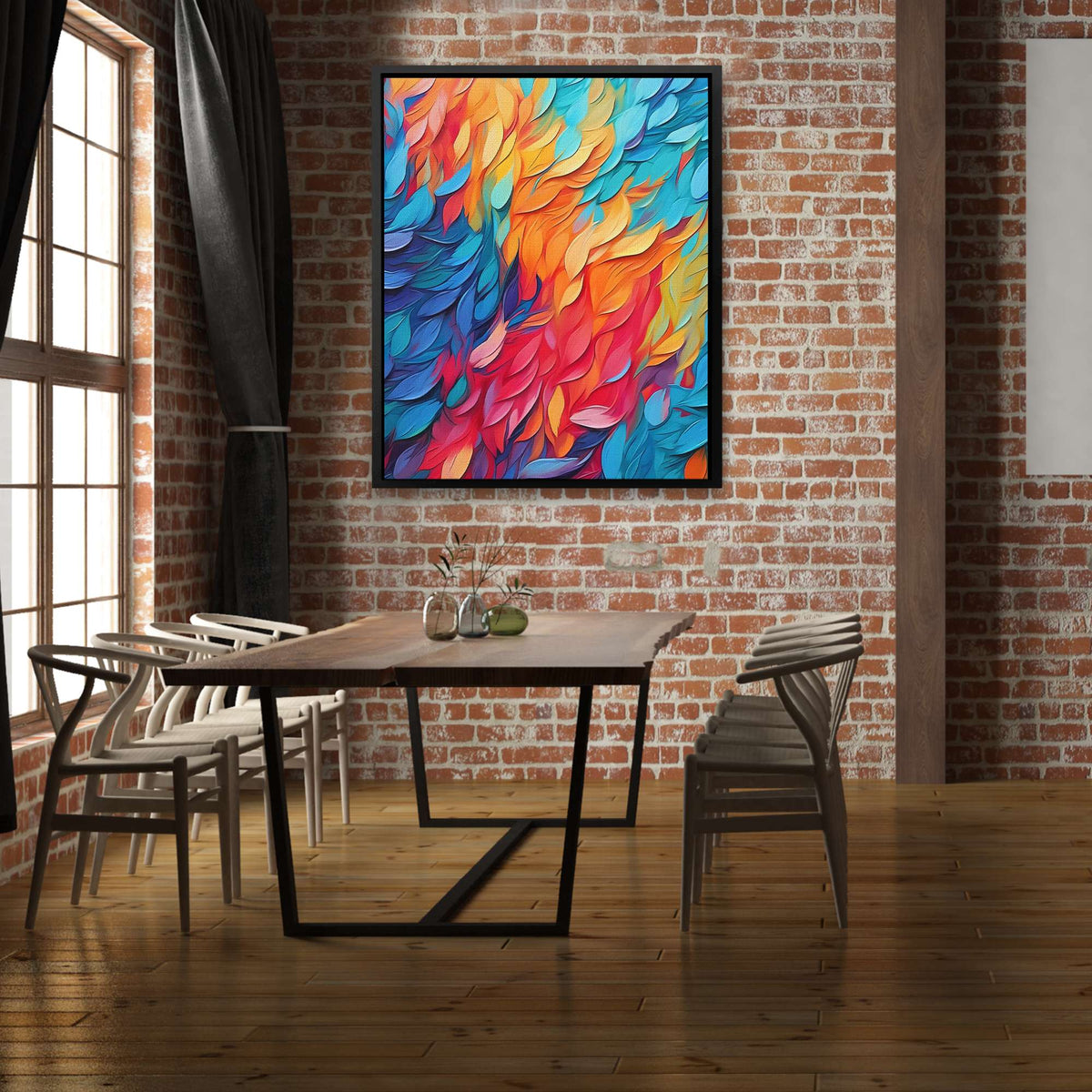 Rainbow Feather Symphony - Luxury Wall Art