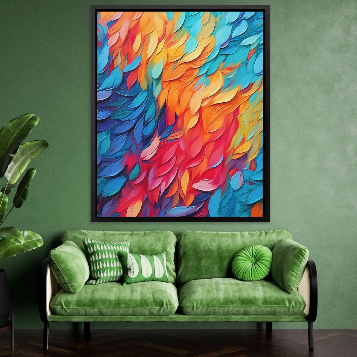 Rainbow Feather Symphony - Luxury Wall Art