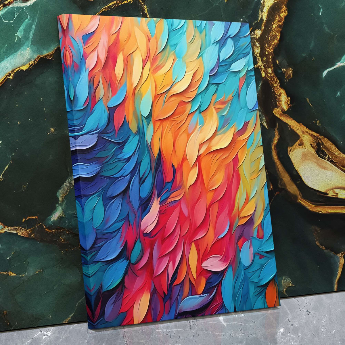 Rainbow Feather Symphony - Luxury Wall Art