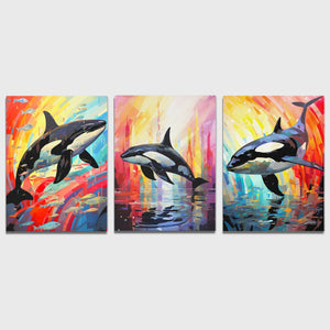 Rainbow Orca Pod (2) Set - Luxury Wall Art