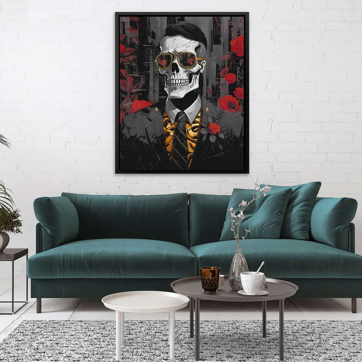 Red Rose Skull - Luxury Wall Art