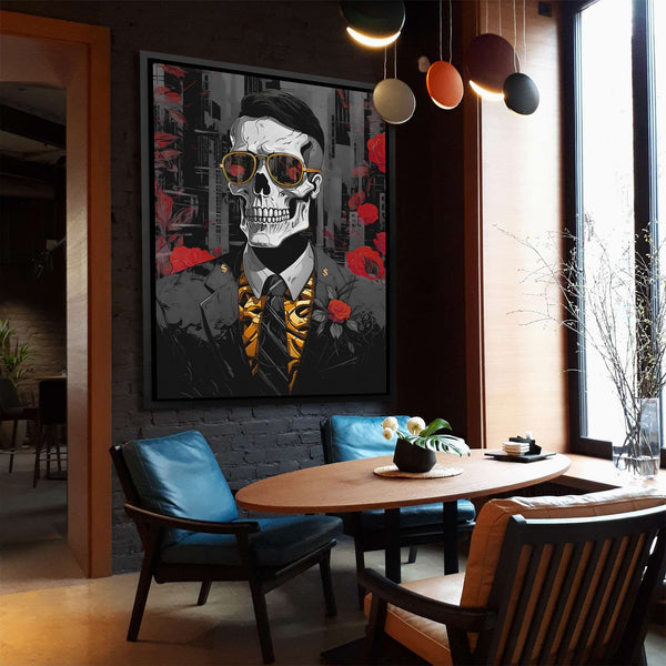 Red Rose Skull in a room