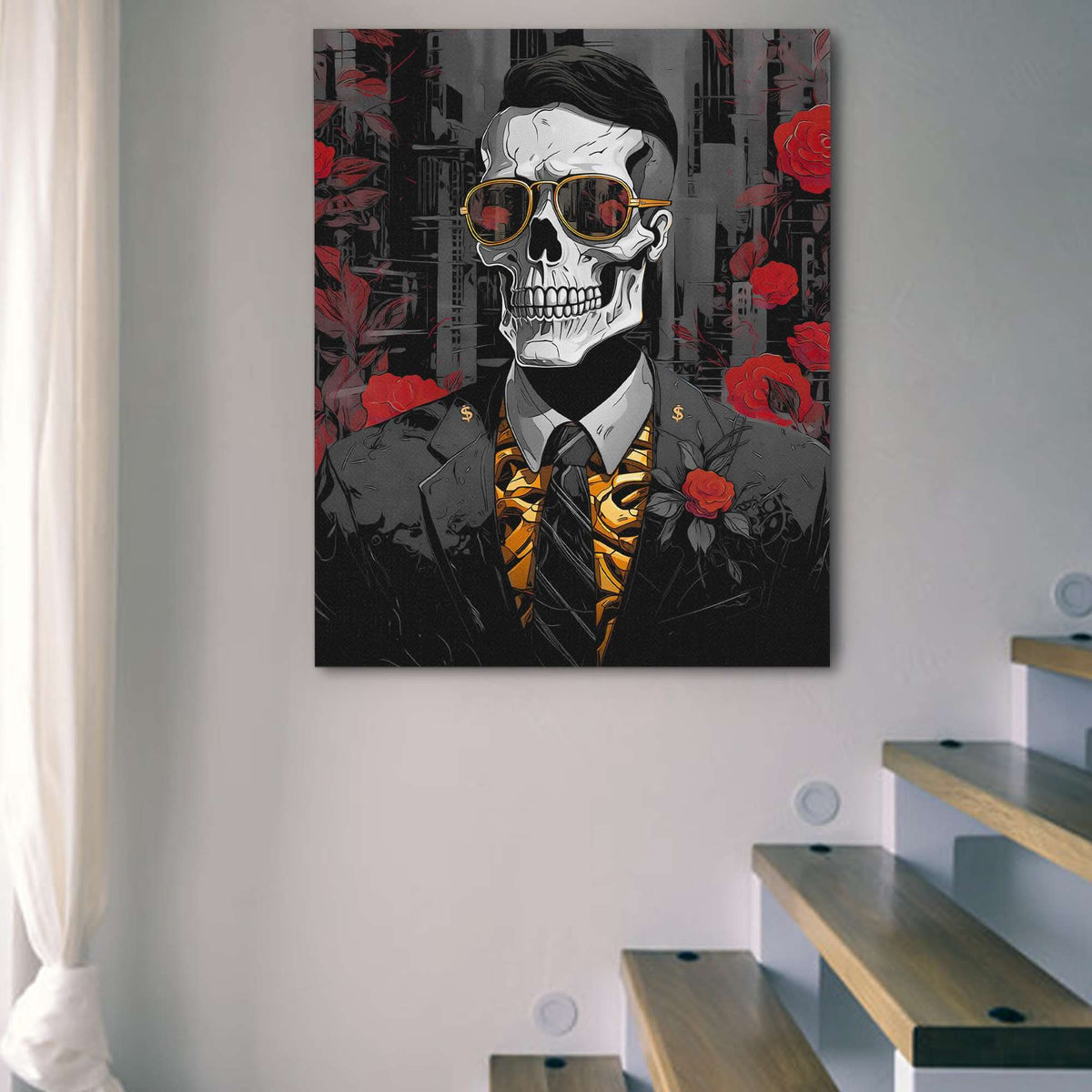 Red Rose Skull - Luxury Wall Art