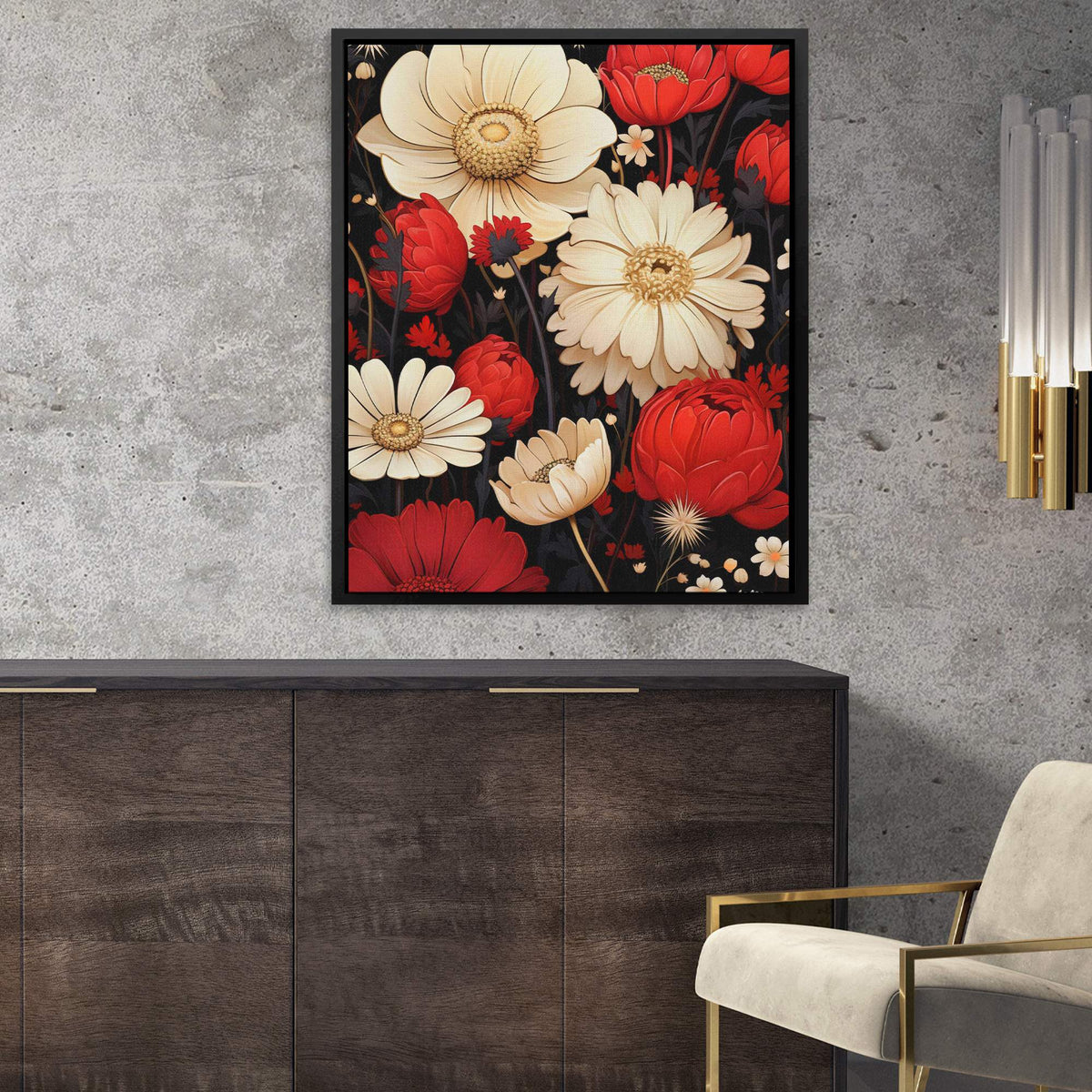 Red White Blooming Flowers - Luxury Wall Art