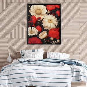Red White Blooming Flowers - Luxury Wall Art