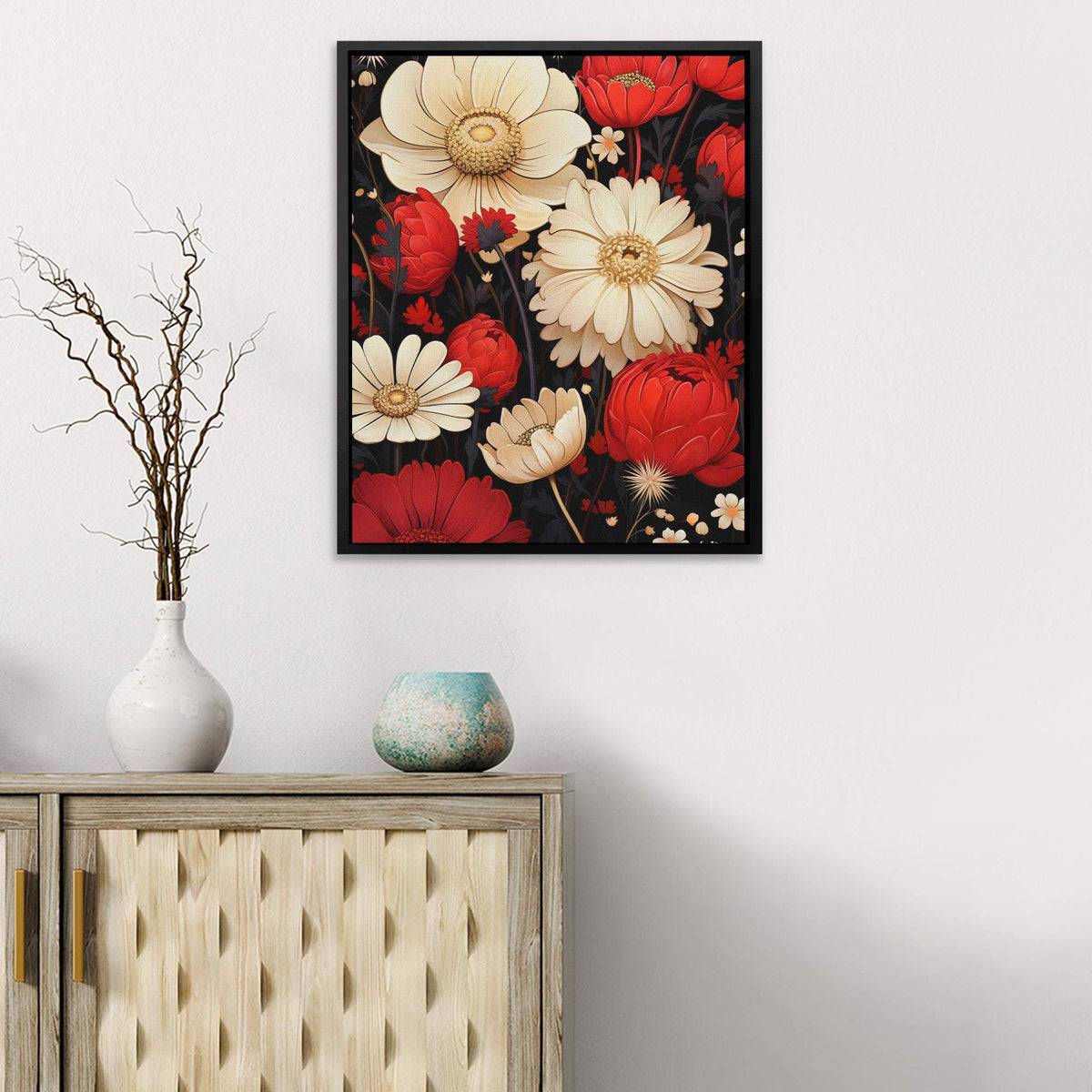 Red White Blooming Flowers - Luxury Wall Art