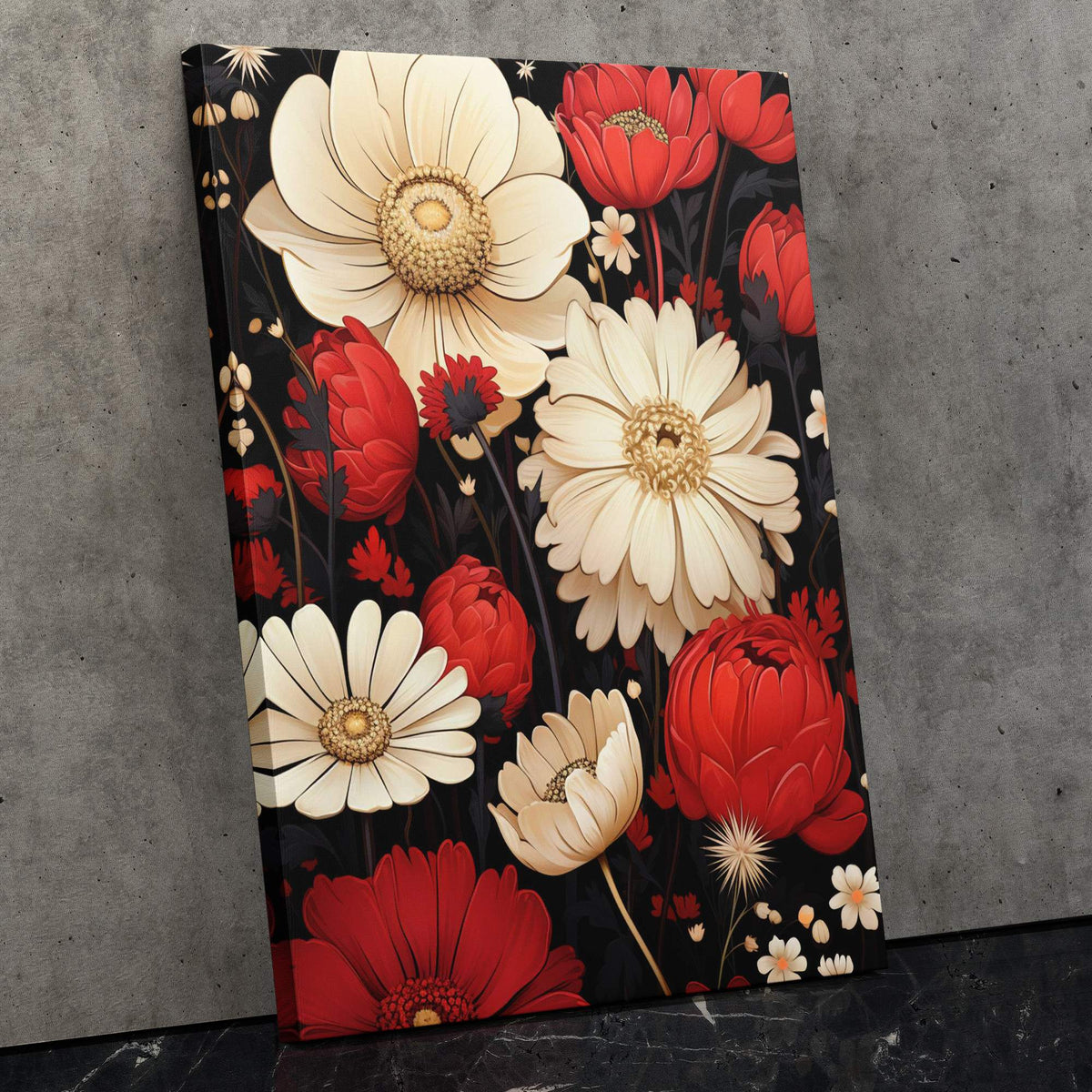 Red White Blooming Flowers - Luxury Wall Art