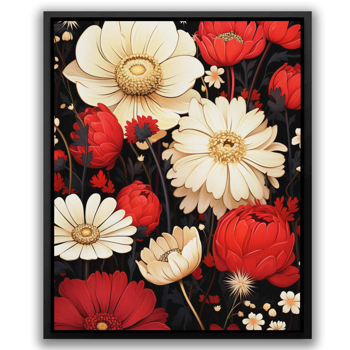 Red White Blooming Flowers - Luxury Wall Art