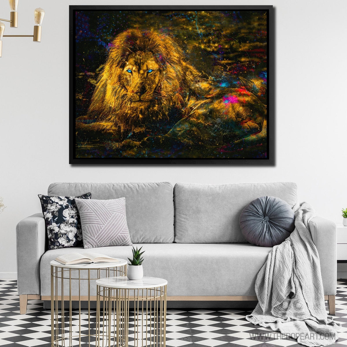 Resting Gold Lion - Luxury Wall Art